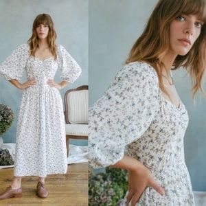 NWOT Christy Dawn Peyton dress in blue star floral - S